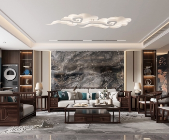 New Chinese Style A Living Room-ID:489234925