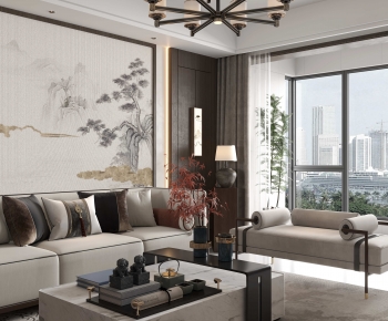 New Chinese Style A Living Room-ID:301177026