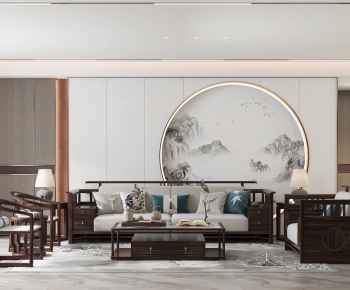 New Chinese Style A Living Room-ID:753077035