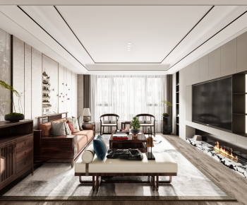 New Chinese Style A Living Room-ID:353554013