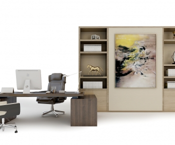 Modern Office Desk And Chair-ID:182439094