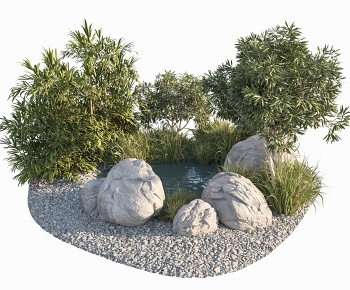 现代园林景观水景3D模型