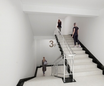 现代楼梯间扶手3D模型