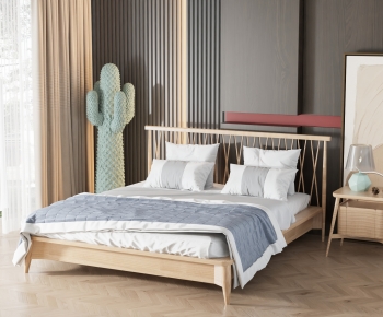 Nordic Style Double Bed-ID:908555987