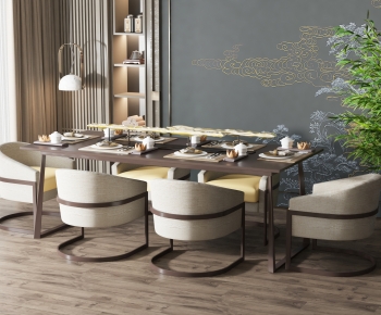 新中式方形餐桌椅-ID:728741883