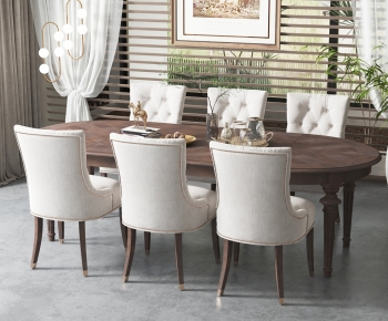 American Style Dining Table And Chairs-ID:376204015