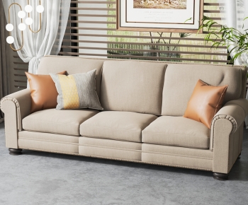 American Style Three-seat Sofa-ID:580586917
