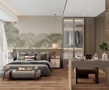 New Chinese Style A Living Room-ID:389148955