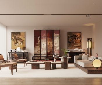 New Chinese Style A Living Room-ID:726991897