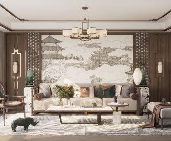 New Chinese Style A Living Room-ID:835629942