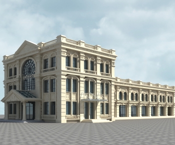 Simple European Style Appearance Of Commercial Building-ID:529654986
