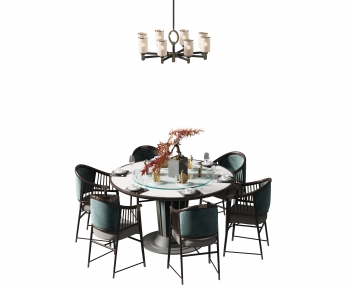 新中式圆形餐桌椅组合-ID:782948976
