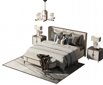 New Chinese Style Double Bed-ID:150551088