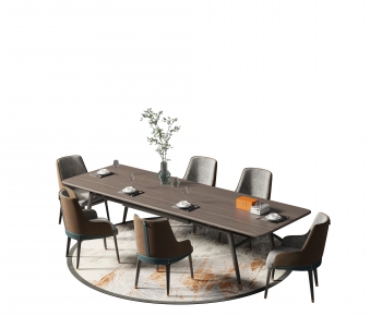 新中式方形餐桌椅组合-ID:374425897