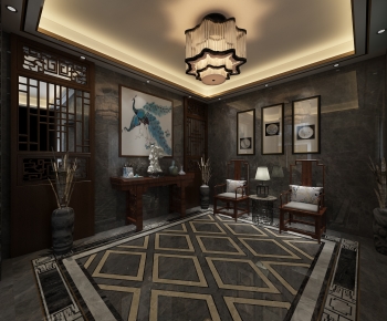 New Chinese Style A Living Room-ID:922256959