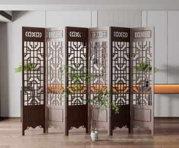Chinese Style Wooden Screen Partition-ID:370910244