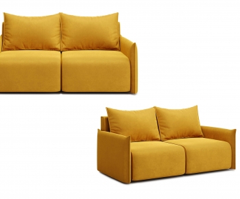 现代黄色双人沙发-ID:966835029