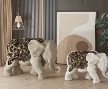 现代大象抽象雕塑摆件-ID:455012084