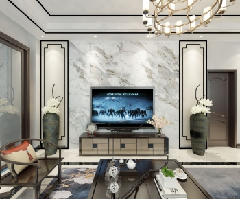New Chinese Style A Living Room-ID:599790104