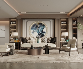 New Chinese Style A Living Room-ID:928611043