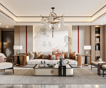 New Chinese Style A Living Room-ID:702809103