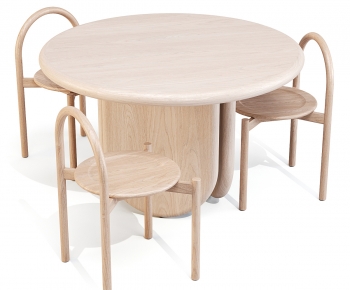 现代圆形原木餐桌椅-ID:659116038