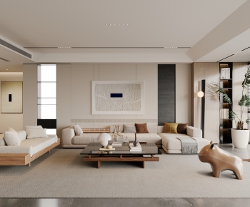 Modern Wabi-sabi Style A Living Room-ID:735605964