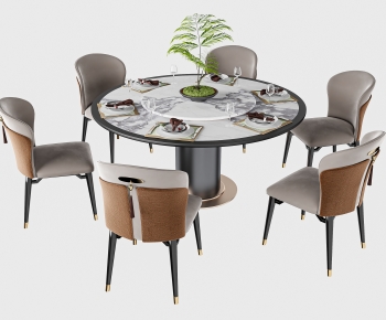 新中式圆形餐桌椅-ID:990365037