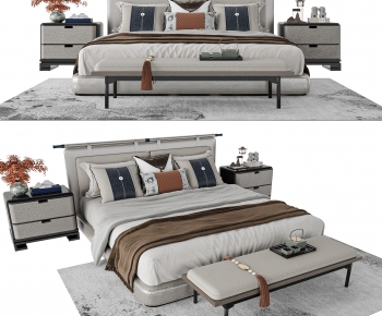 New Chinese Style Double Bed-ID:941539051
