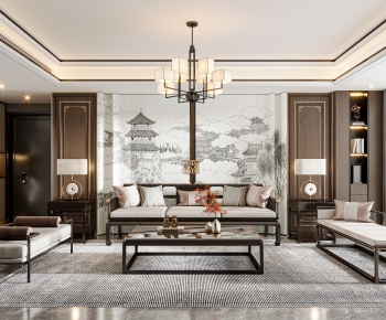 New Chinese Style A Living Room-ID:766258008