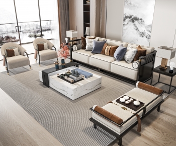 New Chinese Style Sofa Combination-ID:209489118