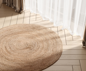 现代圆形编织地毯-ID:948952919