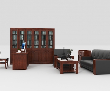 现代实木办公桌椅柜沙发组合-ID:487704049