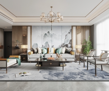 New Chinese Style A Living Room-ID:680684095