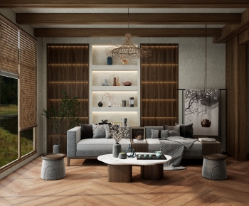 Wabi-sabi Style A Living Room-ID:558902034