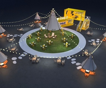 现代露营基地 帐篷3D模型