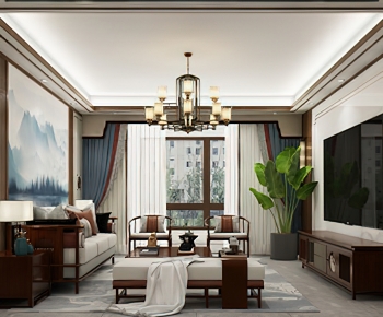 New Chinese Style A Living Room-ID:564512011