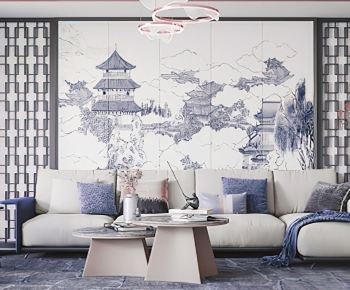 New Chinese Style Sofa Combination-ID:491799122