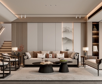New Chinese Style A Living Room-ID:468081953