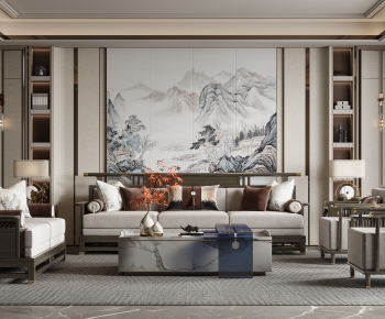 New Chinese Style A Living Room-ID:884329089
