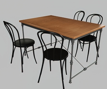 Industrial Style Dining Table And Chairs-ID:848093032