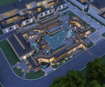 Chinese Style Architectural Bird's-eye View Planning-ID:385958915