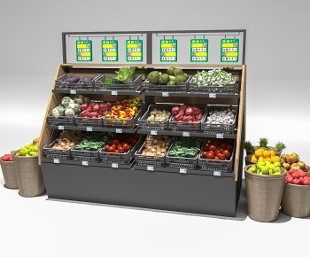 现代超市货架 蔬菜水果3D模型