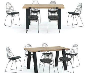 Industrial Style Dining Table And Chairs-ID:369023089