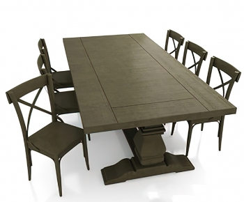 美式实木餐桌椅组合-ID:729749289