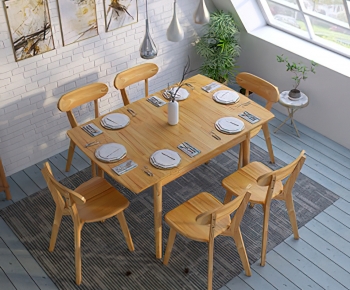 北欧方形餐桌椅组合-ID:525572061
