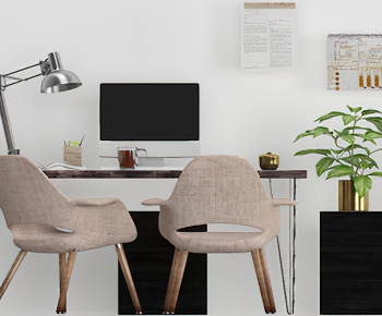 Nordic Style Computer Desk And Chair-ID:599087002