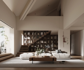 Modern Wabi-sabi Style A Living Room-ID:945620061