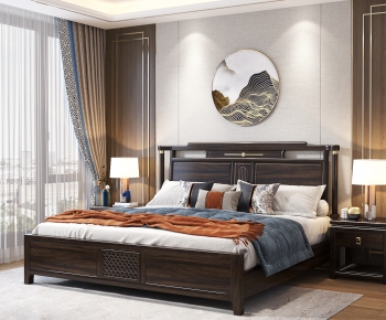 New Chinese Style Double Bed-ID:658259498