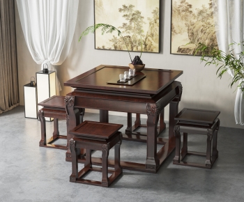 中式茶桌凳组合-ID:855099924